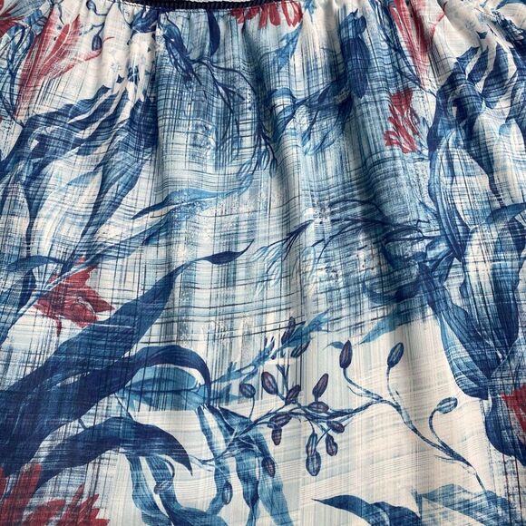 Joseph A. Women's size XL Blue Blouse Womens  Casual Floral Flutter Sleeve Boho - Picture 13 of 16